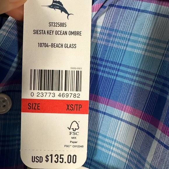 Tommy Bahama Mens Shirt Siesta Key Beach Glass Sun Protection Wicking Pocket NEW - Picture 7 of 11